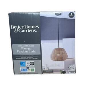 Natural Rattan Woven Pendant Light w/60W Bulb Better Homes and Gardens Wicker